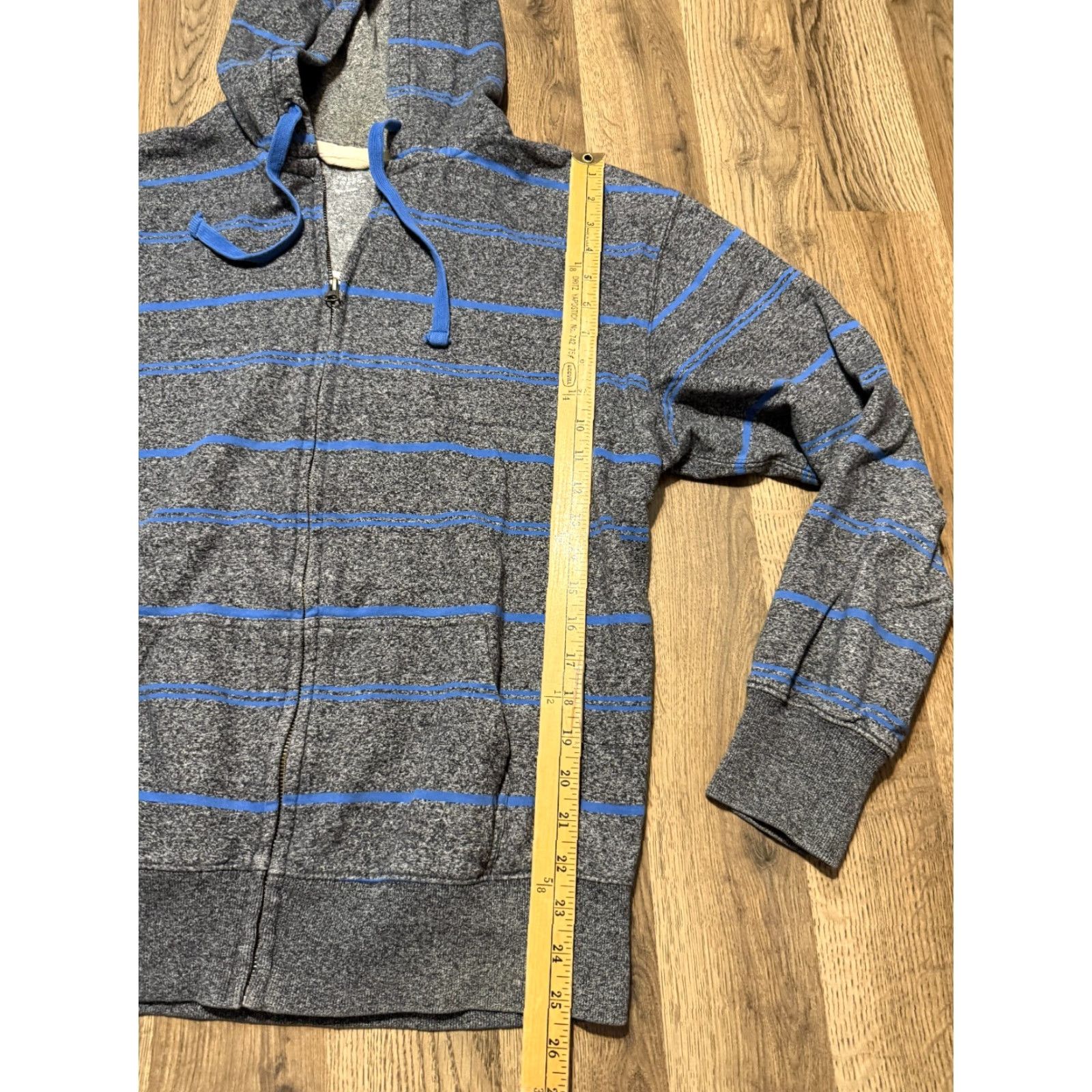 Vintage Falls Creek Sweatshirt Men L Gray blue Striped Full Zip Hooded Regular Fit Size US L / EU 52-54 / 3 - 7 Thumbnail
