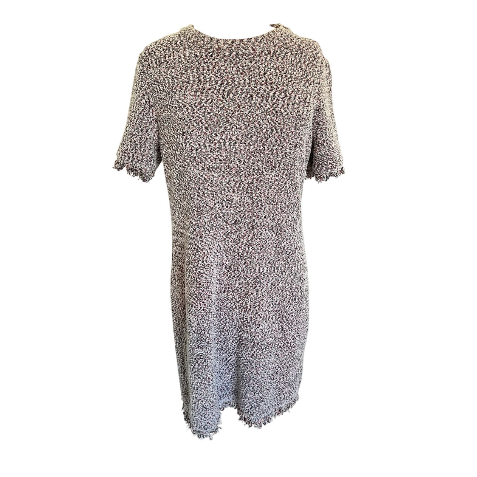 Ann Taylor Ann Taylor Short Sleeve Multicolor Sweater Midi Dress Large Size L / US 10 / IT 46 - 1 Thumbnail