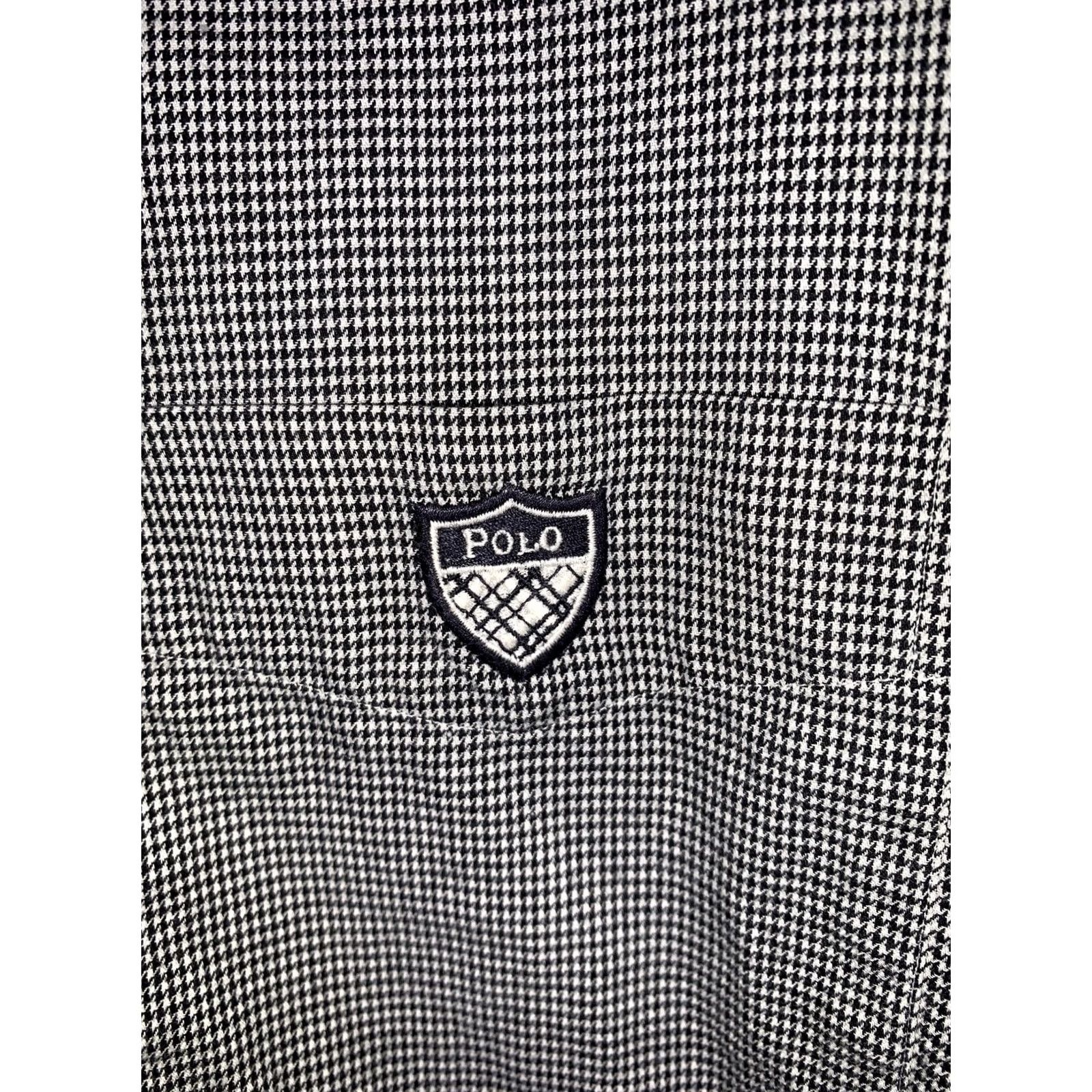 Vintage Vintage Polo Golf Polo Shirt Mens XL Black White Houndstooth Button Front Oxford 100% Cotton Size US XL / EU 56 / 4 - 5 Thumbnail