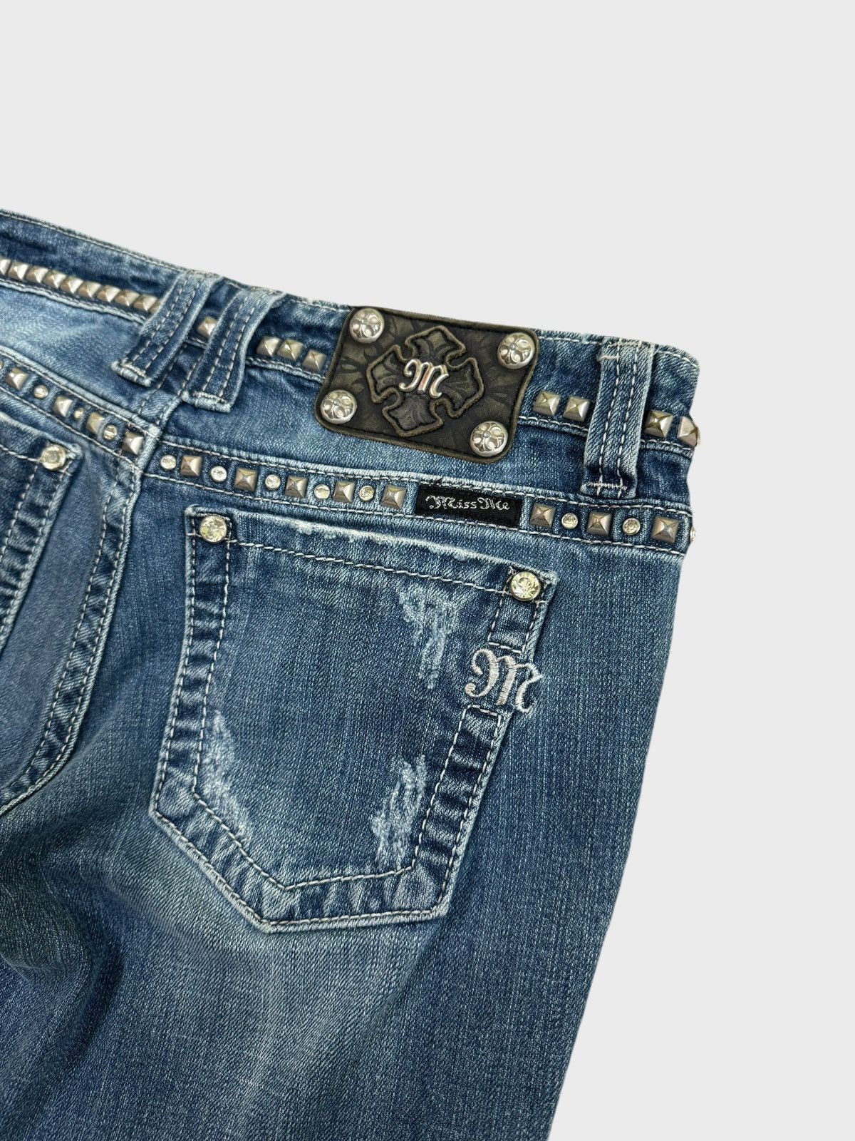 Hysteric Glamour × Le Grande Bleu (L.G.B.) FLARE MISS ME DISTRESSED STUDDED CROSS DESIGN LOW RISE DENIM Size US 29 - 16 Thumbnail