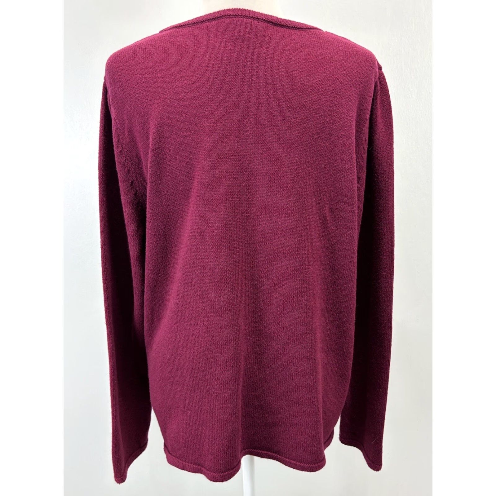 J. Jill J. Jill Purejill Tie Front Sweater Wool Blend Casual Large Burgundy Womens Size L / US 10 / IT 46 - 3 Thumbnail