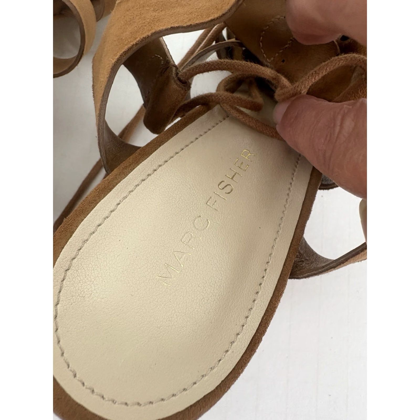 Marc Fisher Marc Fisher Patsey Women's Suede Gladiator Block Heels Size 8.5M Open Toe City Bohemian Size US 9 / IT 39 - 4 Thumbnail