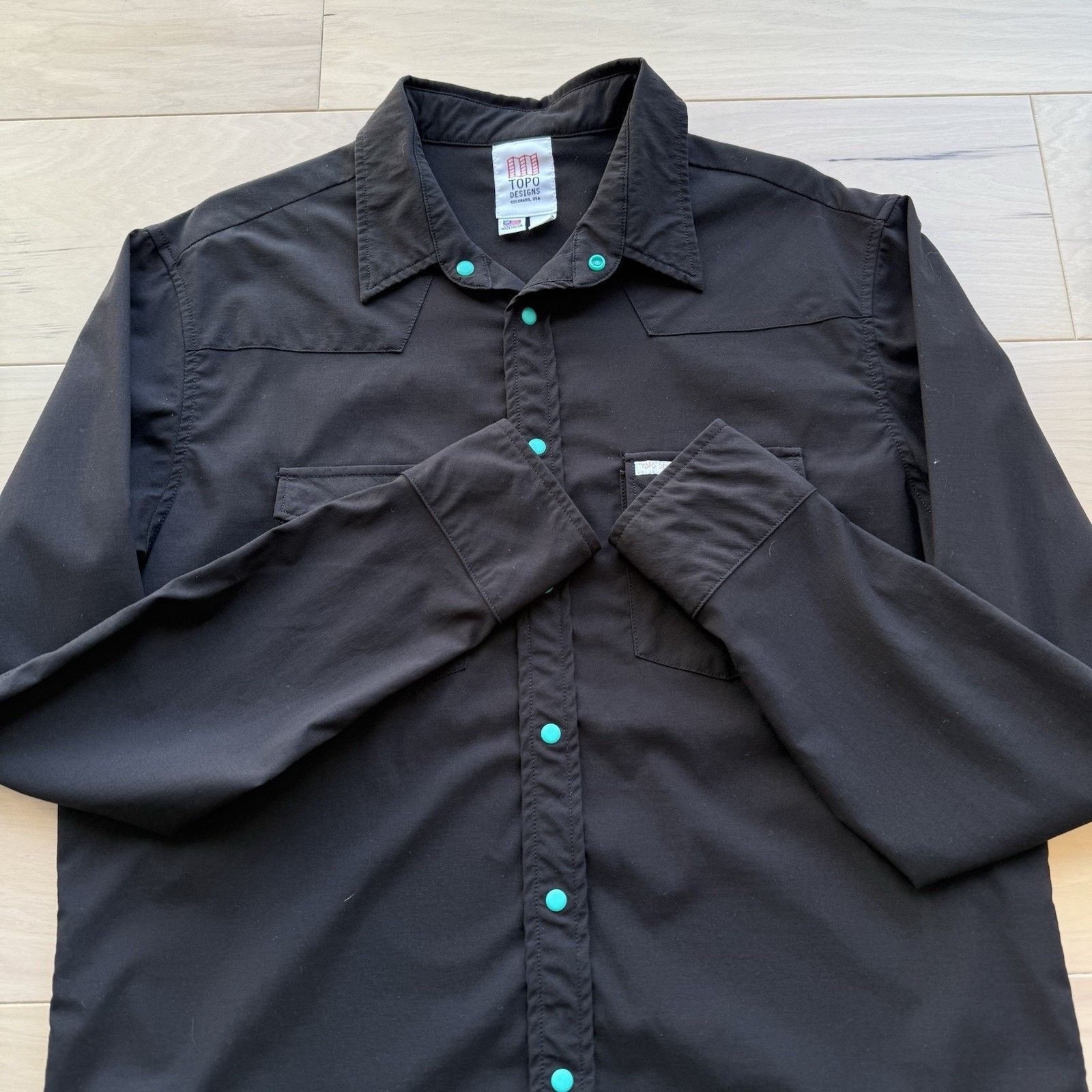 Topo Designs Topo Designs Shirt M Black Nylon Snap Button Up Workwear Size US M / EU 48-50 / 2 - 4 Thumbnail