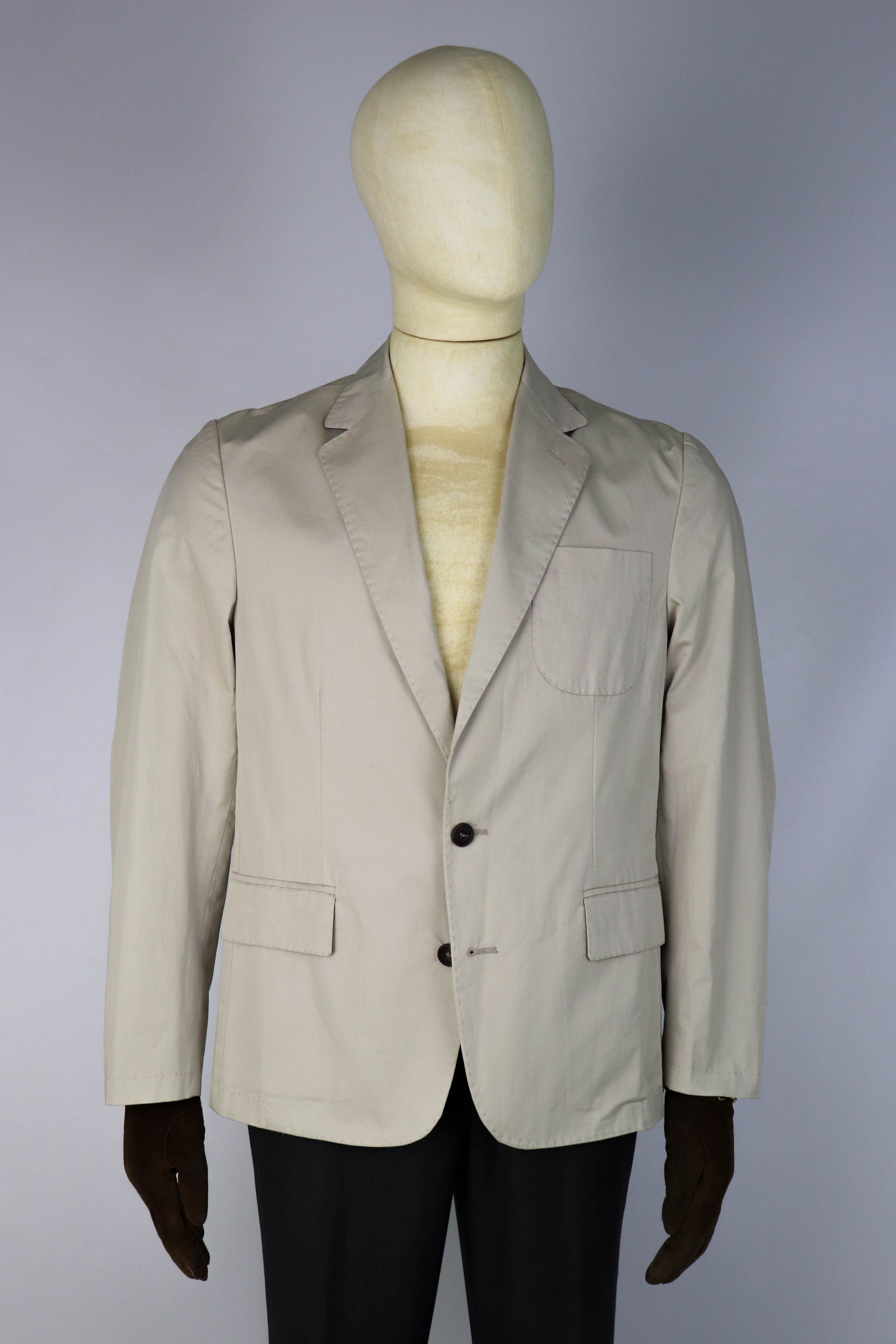 Aquascutum Aquascutum Made in Italy Light Beige Cotton Blazer Jacket Size 40S - 4 Thumbnail
