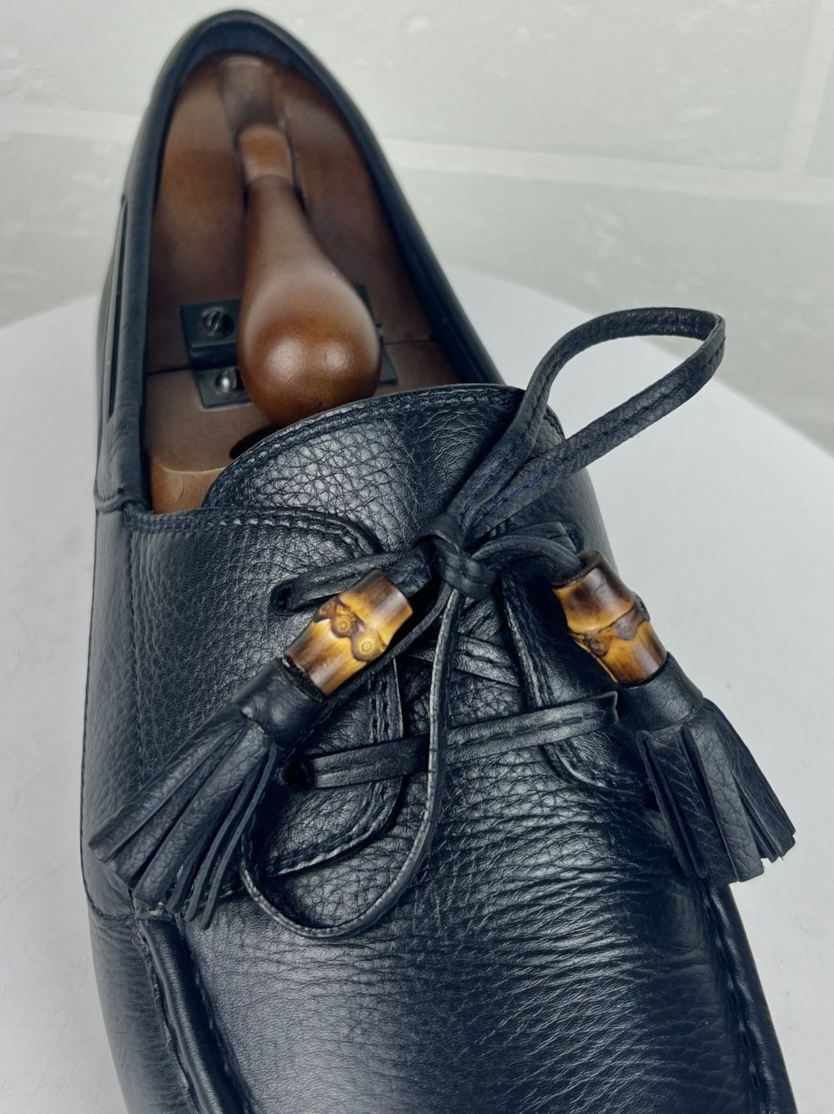 Gucci GUCCI Loafers Leather Shoes Laces Tassels Bamboo Navy Men's Size US 9.5 / EU 42-43 - 6 Thumbnail