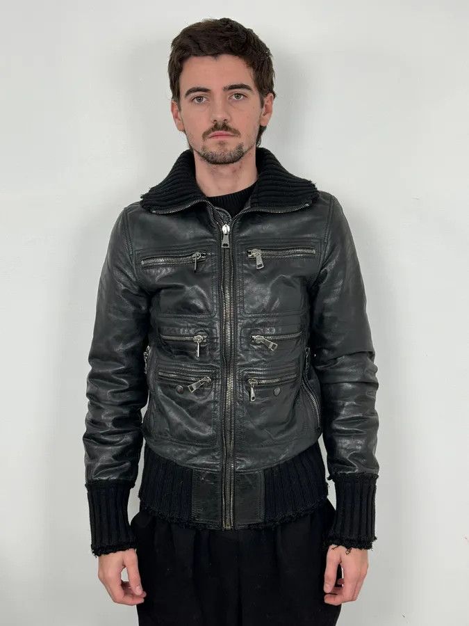 Dolce & Gabbana 2000s Dolce & Gabbana Multi-Zip Black Leather Distressed Jacket Size US M / EU 48-50 / 2 - 2 Thumbnail