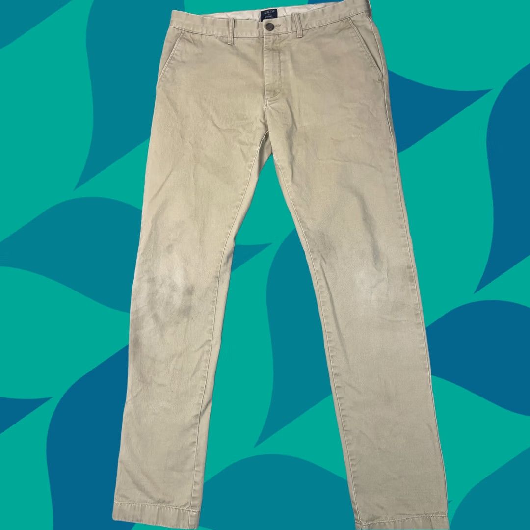 J.Crew J.Crew Driggs Chino Pants Mens 32x34 Khaki Slim Flat Front Zip Fly Cotton Casual Pants Size US 32 / EU 48 - 1 Thumbnail