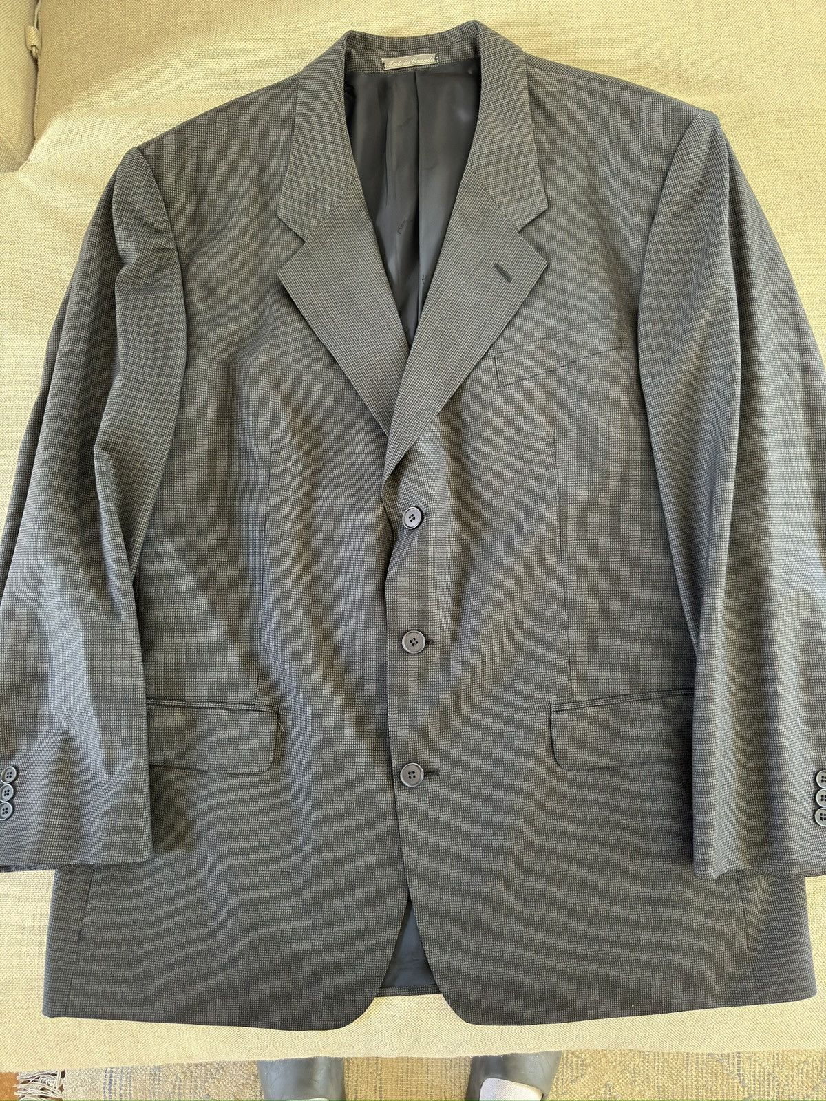 Vintage × Yves Saint Laurent Yves Saint Laurent YSL Vintage Nailhead Jacket in Gray 48R Size 48R - 1 Thumbnail