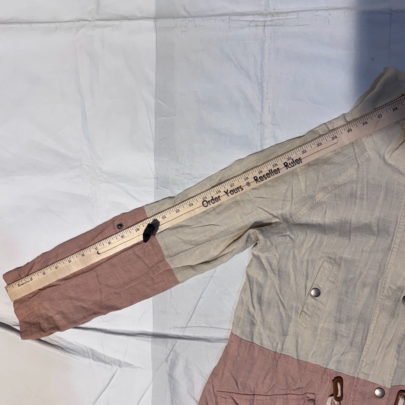 Vintage Blu Pepper Jacket Sz L Pink/Beige Two-Tone Linen-Blend Size L / US 10 / IT 46 - 7 Thumbnail