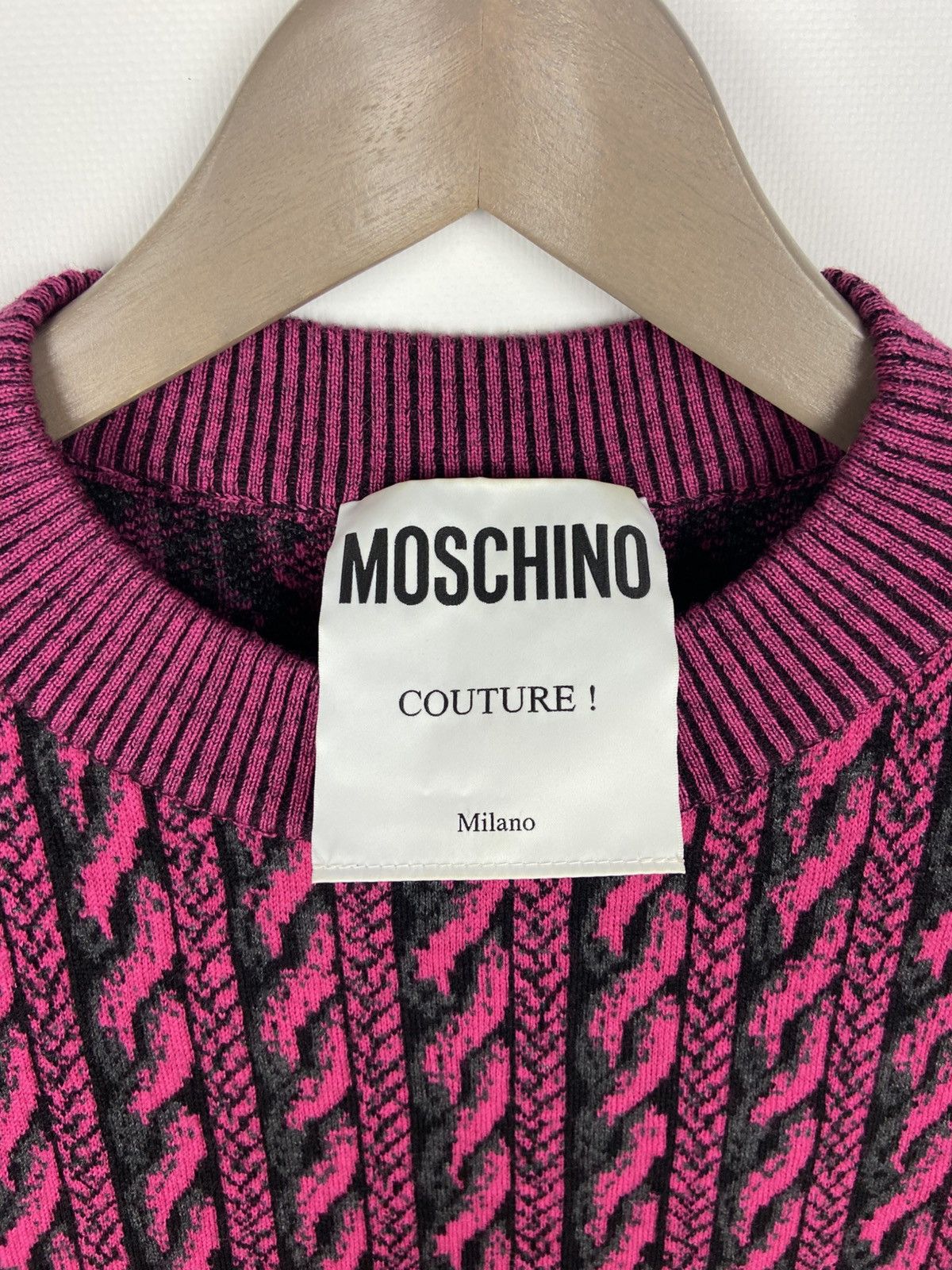 Designer × Moschino RRP$ 400 Moschino Couture Virgin Wool Pink Womens Sweater Size S / US 4 / IT 40 - 9 Thumbnail