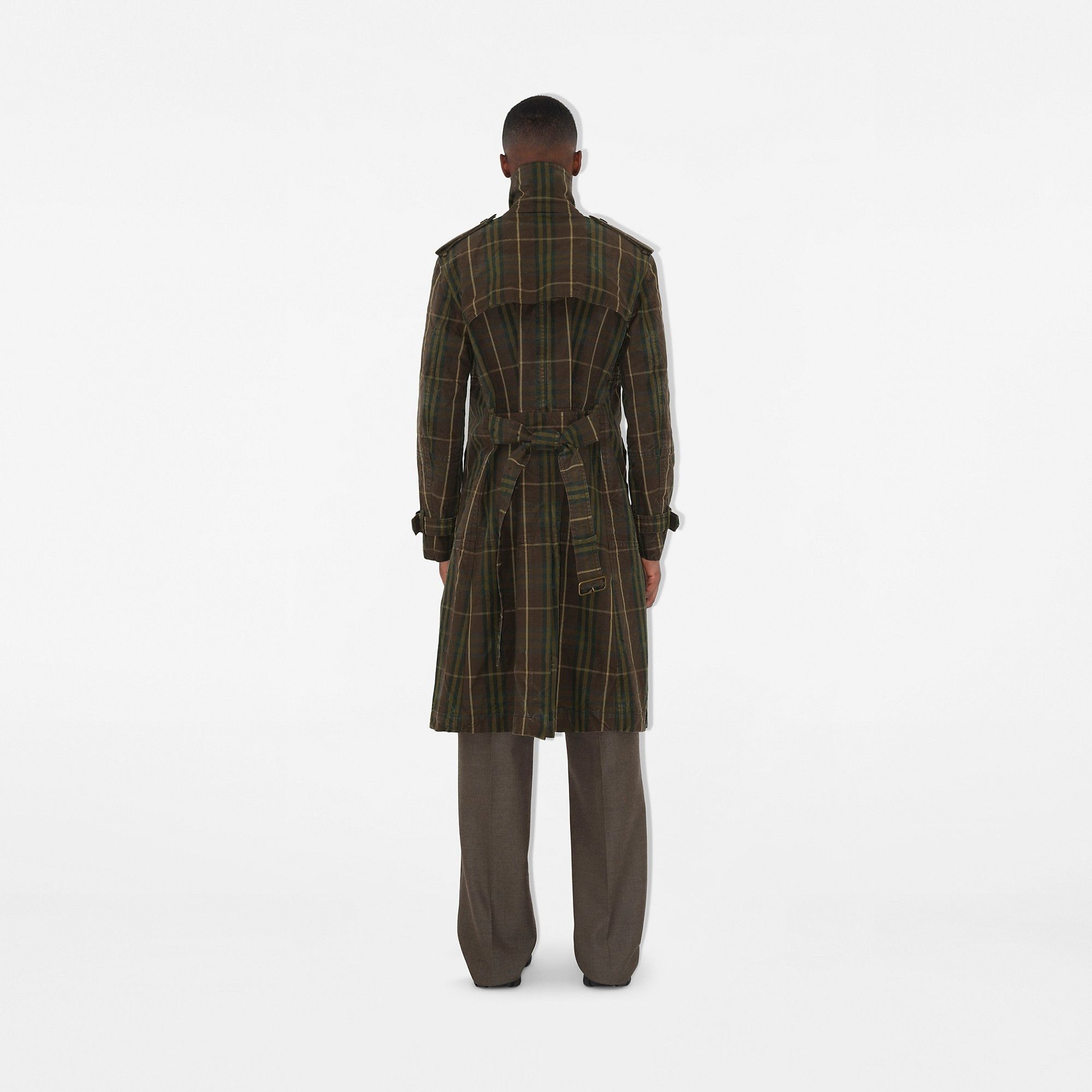 Burberry o1w1db10326 Long Check Cotton Trench Coat in Multicolor Size US M / EU 48-50 / 2 - 4 Thumbnail