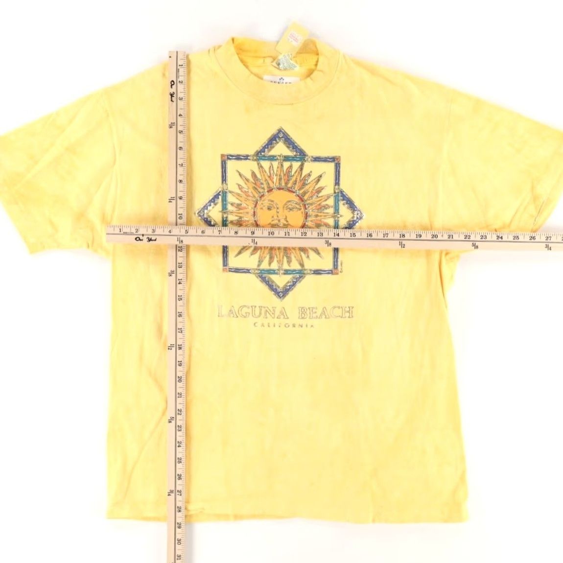 Hanes VTG Hanes Laguna Beach Sun Solid T-Shirt Yellow Men's XL Shirt Boys Mens Adults Size US XL / EU 56 / 4 - 3 Thumbnail
