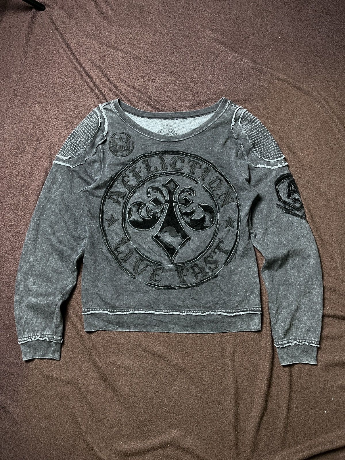 Japanese Brand AFFLICTION DISTRESSD SWEATSHIRT Size US XS / EU 42 / 0 - 1 Thumbnail