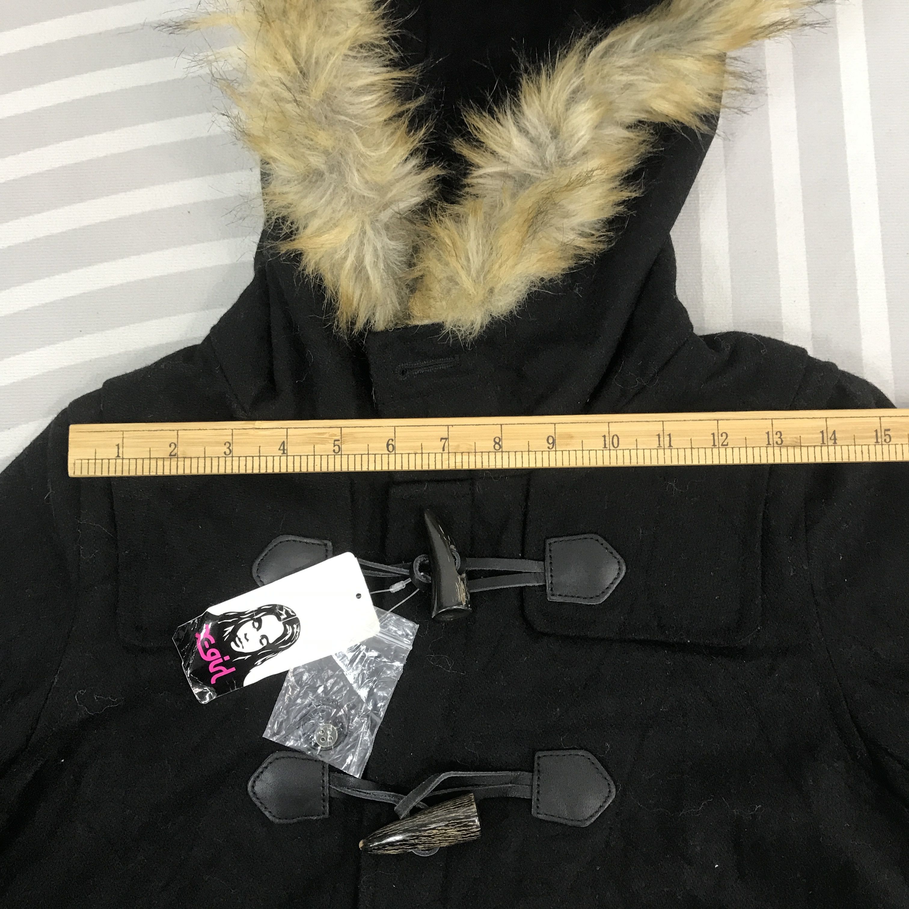 Japanese Brand × Vintage Vintage XGirl japan wool duffer design fur hoodie Jacket Size M / US 6-8 / IT 42-44 - 5 Thumbnail