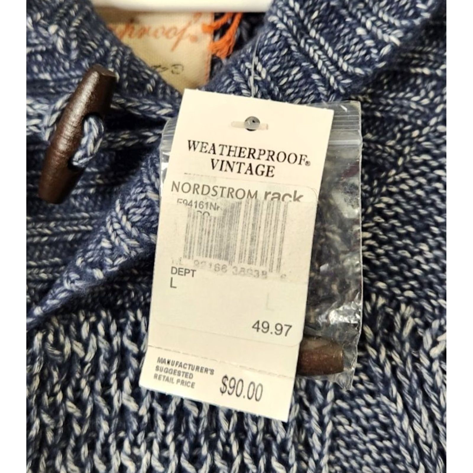 Weatherproof VINTAGE Weatherproof Mens L Sweater Pullover Cable Knit Long Sleeve Blue Size US L / EU 52-54 / 3 - 4 Thumbnail