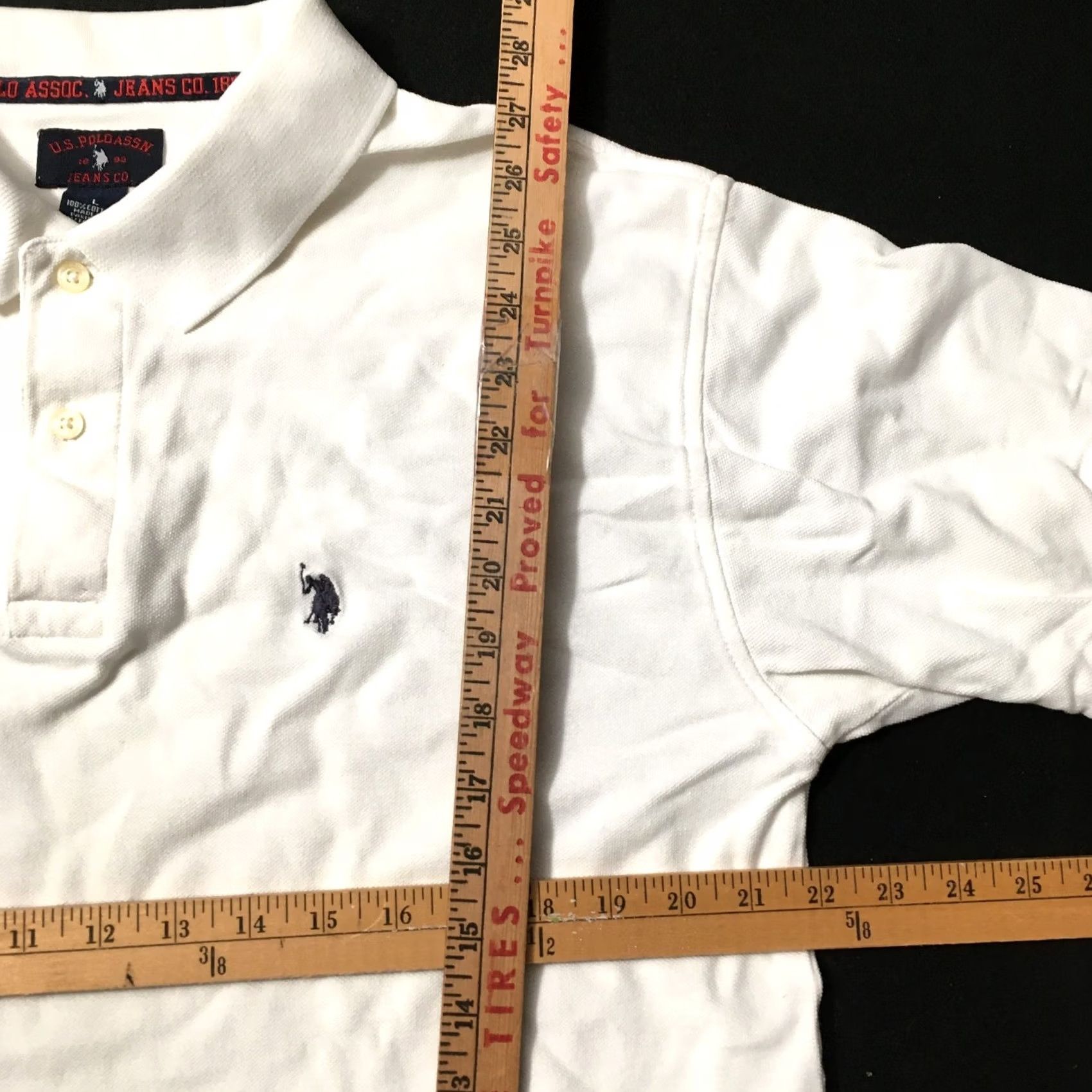 U.S. Polo Assn. US Polo Assn. Men's Polo Shirt L White 100% Cotton Short Sleeve Logo Striped Casual Vintage: No Size US L / EU 52-54 / 3 - 4 Thumbnail