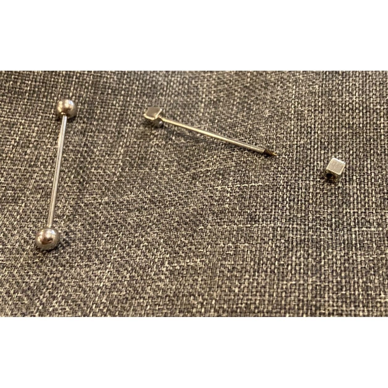 Other Vtg Silvertone Collar Stay/Piercing Barbell With Square & Ro Size ONE SIZE - 3 Thumbnail