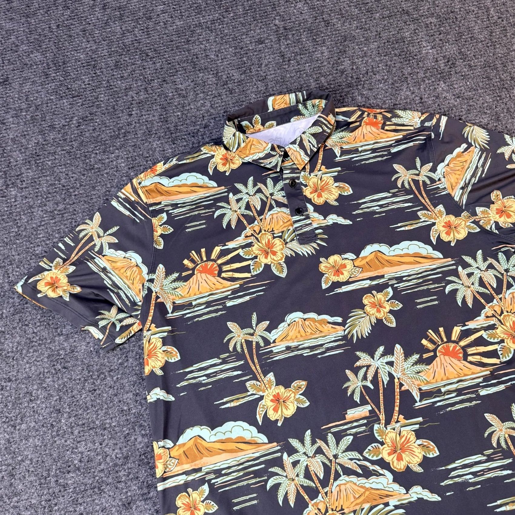 Vintage Kahala Polo Shirt Mens Large Gray Hawaiian Volcano Floral Tropical Golf Size US XL / EU 56 / 4 - 2 Thumbnail