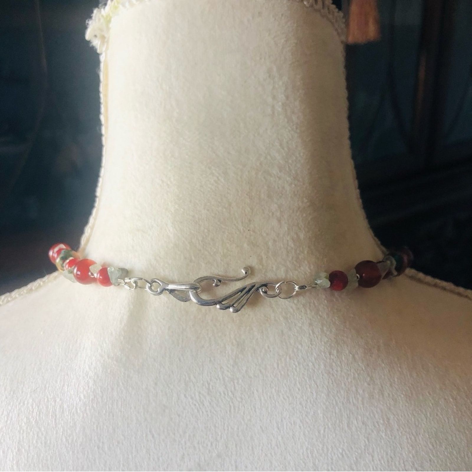 Handmade Handcrafted natural stone carnelian prehnite necklace Size ONE SIZE - 4 Thumbnail