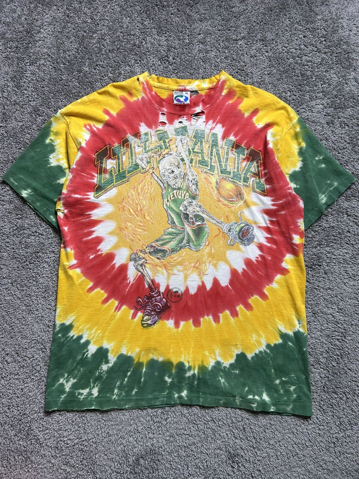 Vintage Vintage 90s Grateful Dead Lithuania Thrashed Tee Liquid Blue Size US XL / EU 56 / 4 - 1 Thumbnail