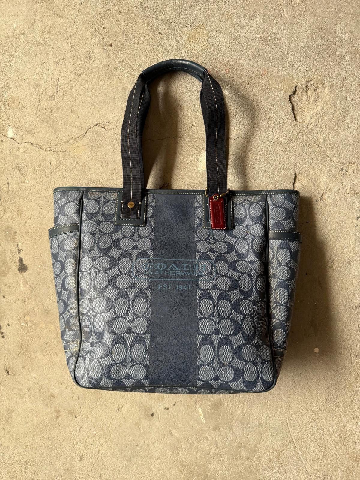 Coach Coach Signature Heritage Stripe Tote Bag Blue Size ONE SIZE - 1 Thumbnail