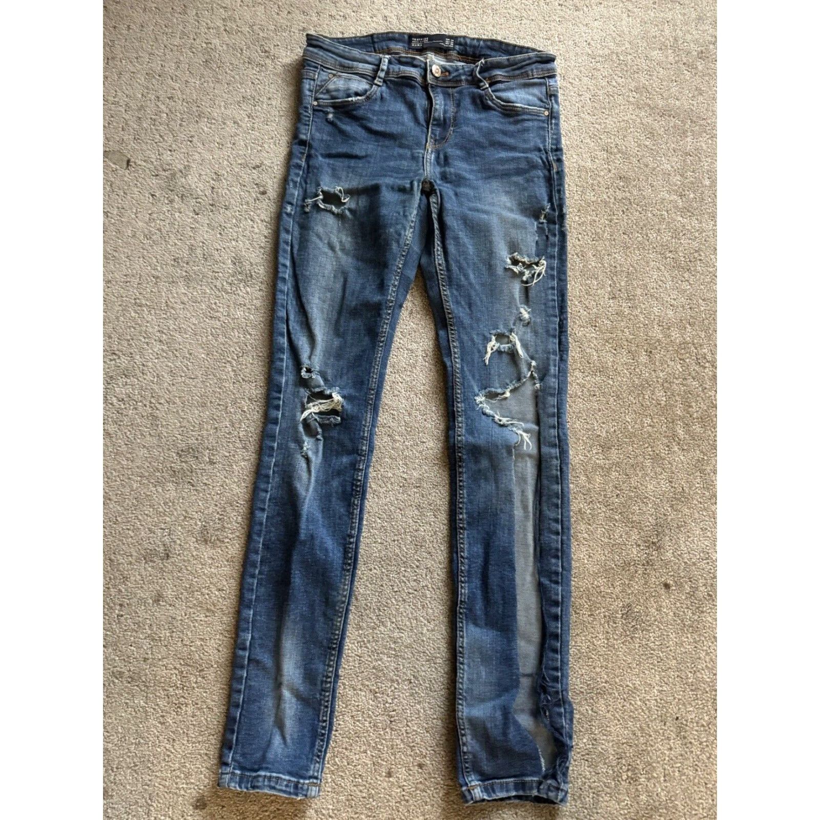 Zara Zara Trafaluc Jeans Women Size 4 Blue Slim Distressed 30x30 Womens Size 27" / US 4 / IT 40 - 3 Thumbnail