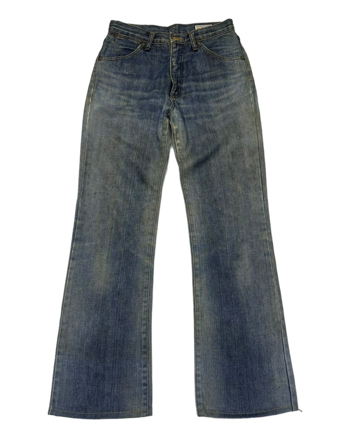If Six Was Nine Vintage Wrangler Mud Wash Flare Jeans Distressed Denim Size 27" / US 4 / IT 40 - 5 Thumbnail