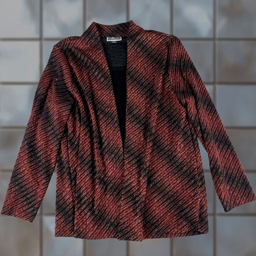 JM Collection JM COLLECTION PETITE Blouse WOMENS SIZE P/XL ORANGE BLACK STRIPED Size XL / US 12-14 / IT 48-50 - 1 Thumbnail