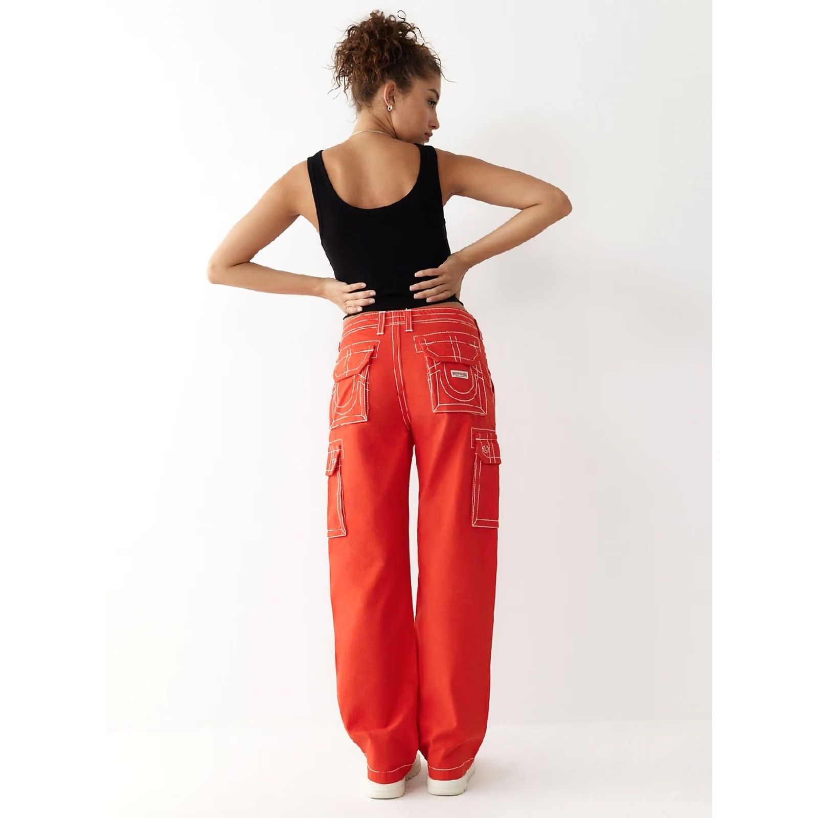 True Religion VINTAGE True Religion Military Cargo Big T Pants Fiery Red Cotton Women's Size 30 Size 30" / US 8 / IT 44 - 2 Thumbnail