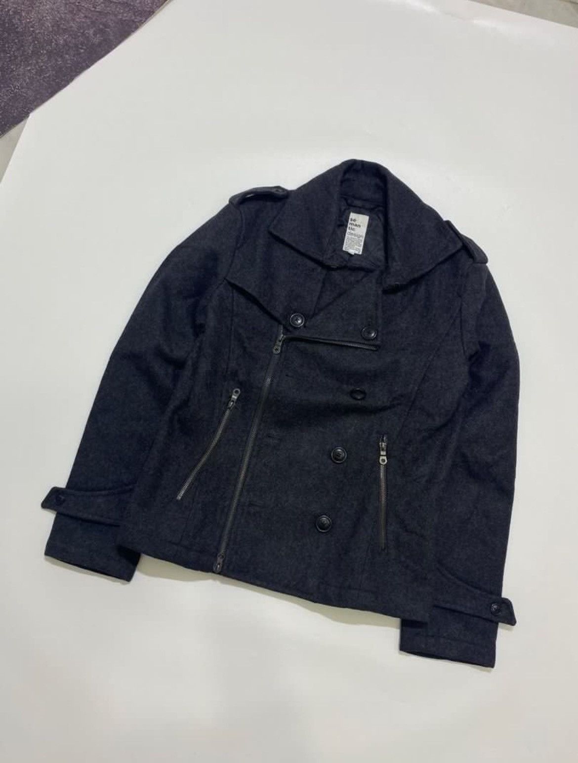If Six Was Nine × Le Grande Bleu (L.G.B.) × semanticdesign Semantic Design Wool Bikers Jacket Size US L / EU 52-54 / 3 - 2 Thumbnail