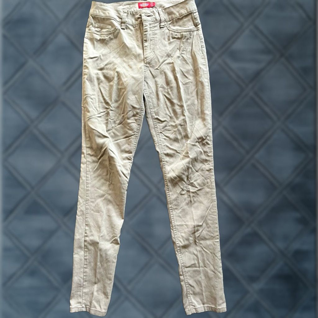 Dickies Dickies Pants Skinny Twill Pockets Juniors 7 Beige Mid Rise Stretch Womens Size ONE SIZE - 1 Thumbnail
