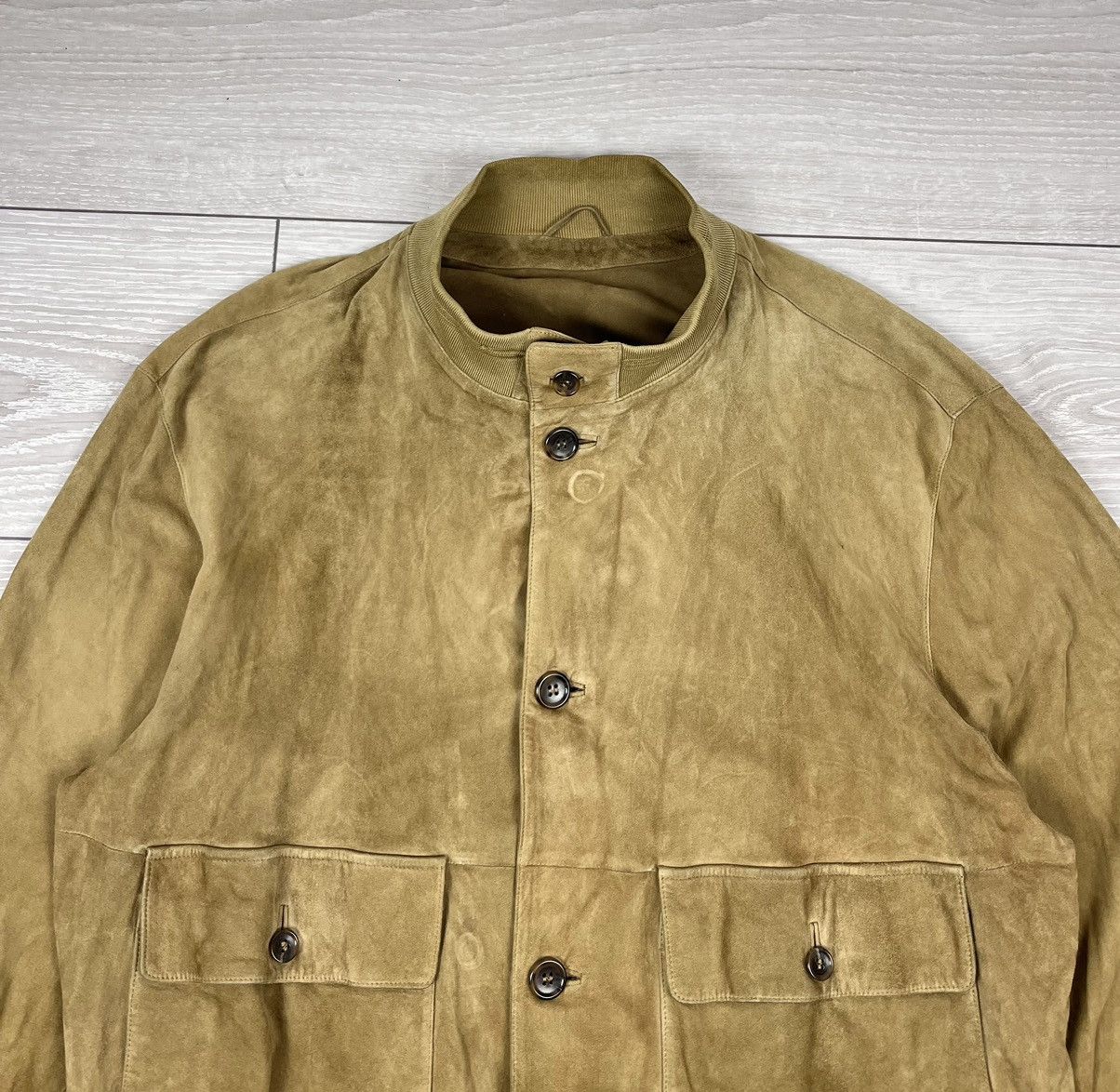 Hugo Boss Hugo Boss Vintage 90s Beige Goatskin Suede Leather Jacket Size US L / EU 52-54 / 3 - 4 Thumbnail