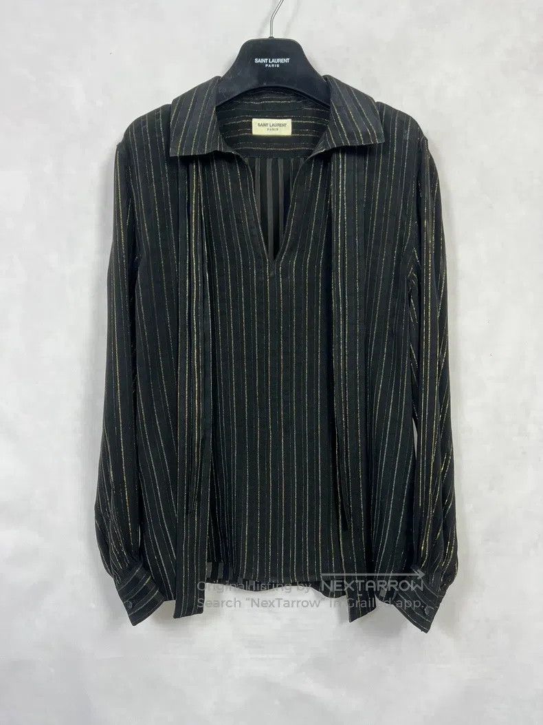 Saint Laurent Paris Saint Laurent Paris Mulberry Silk Black and Gold Striped B Size XS / US 0-2 / IT 36-38 - 2 Thumbnail