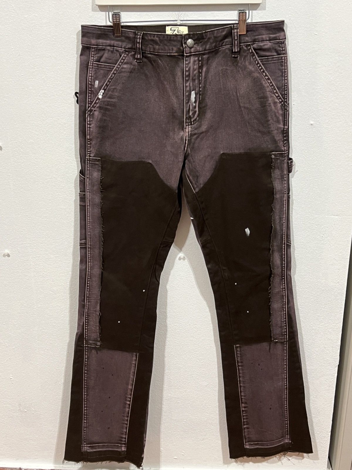 TRIPLE SEVENS Triple Sevens Brown Painted Jeans Size US 36 / EU 52 - 1 Thumbnail