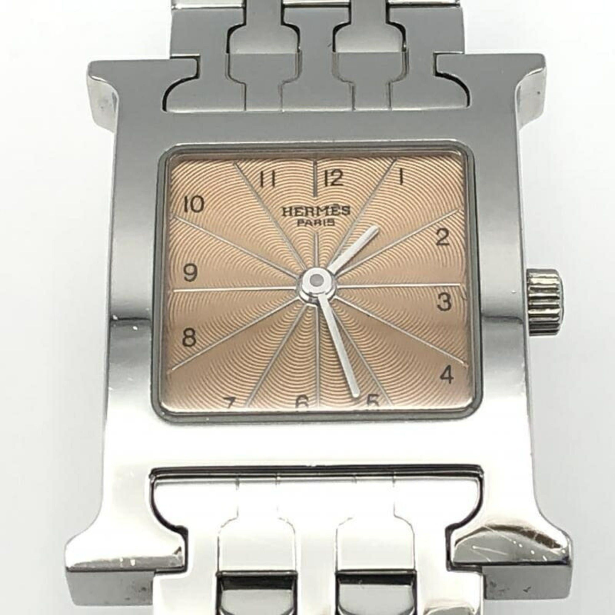 image of Hermes H Watch Wristwatch Hh1.210 Silver Pink in Black, Women's