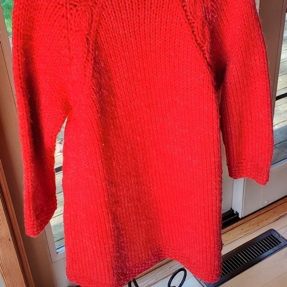Vintage Vintage Handmade Red Cable Knit Long Sweater Sz XL Button-do Size XL / US 12-14 / IT 48-50 - 2 Thumbnail