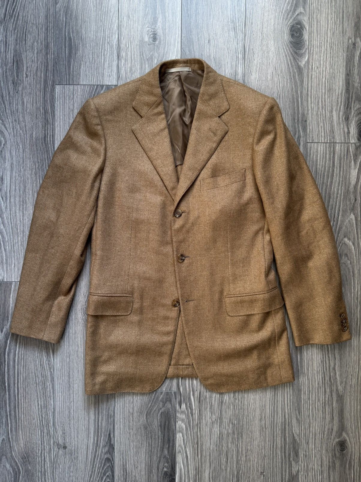 Ermenegildo Zegna Ermenegildo Zegna lana/camello/silk blazer jacket 48R Size 48R - 2 Thumbnail