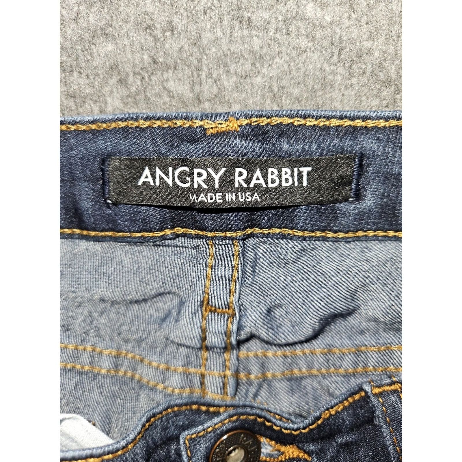 Vintage Angry Rabbit Jeans Womens 29/9 Blue Dark Wash Mid Rise Bootcut Stretch Denim Size 29" - 2 Thumbnail