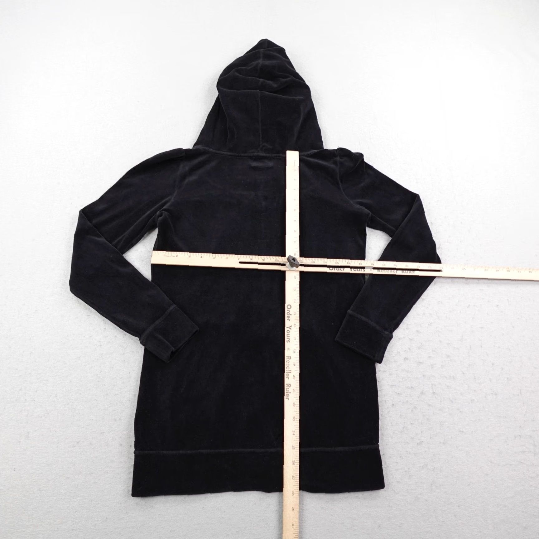 Juicy Couture VINTAGE Juicy Couture Hoodie Womens Medium Black Velour Tracksuit Jacket Y2K USA Size M / US 6-8 / IT 42-44 - 5 Thumbnail