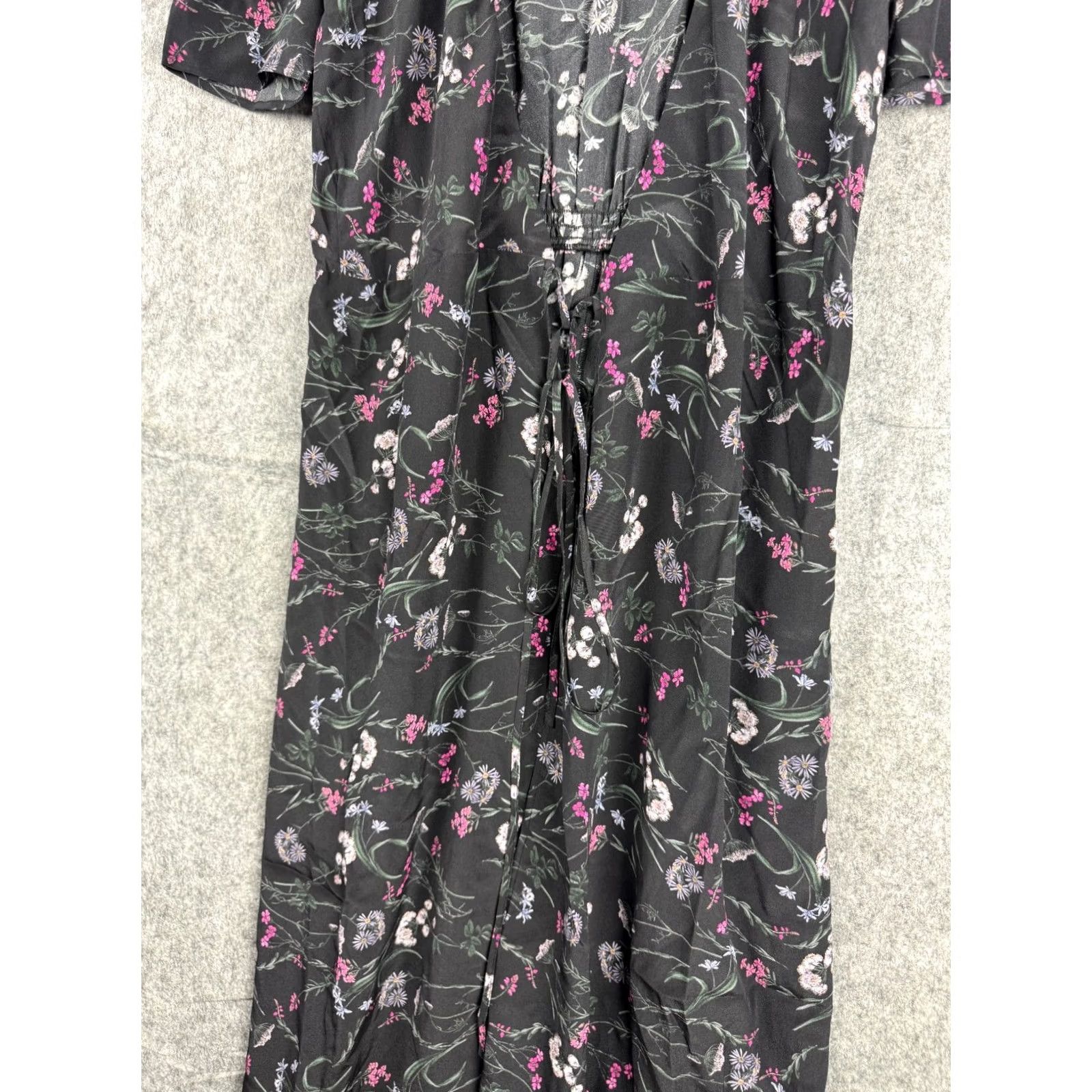 Vintage Amour Vert Dress Women's XS Silk Floral Pockets Tie Slim Fit Calf Length NWT Size XS / US 0-2 / IT 36-38 - 7 Thumbnail