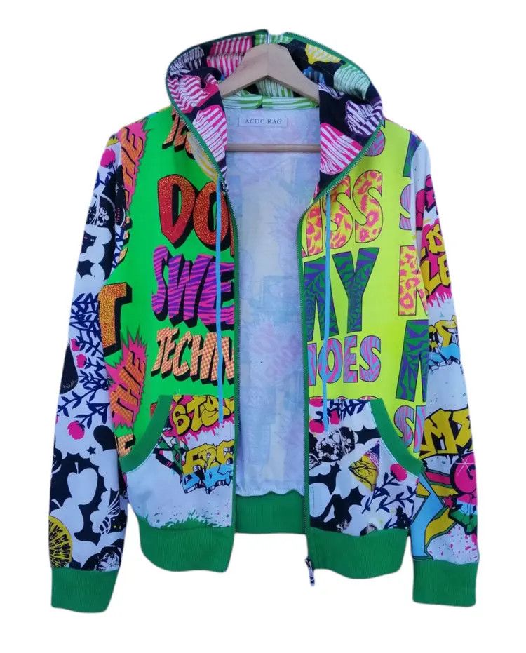 Japanese Brand ACDC RAG Graffiti Full Zip Up Hoodie Jacket Size M / US 6-8 / IT 42-44 - 12 Thumbnail