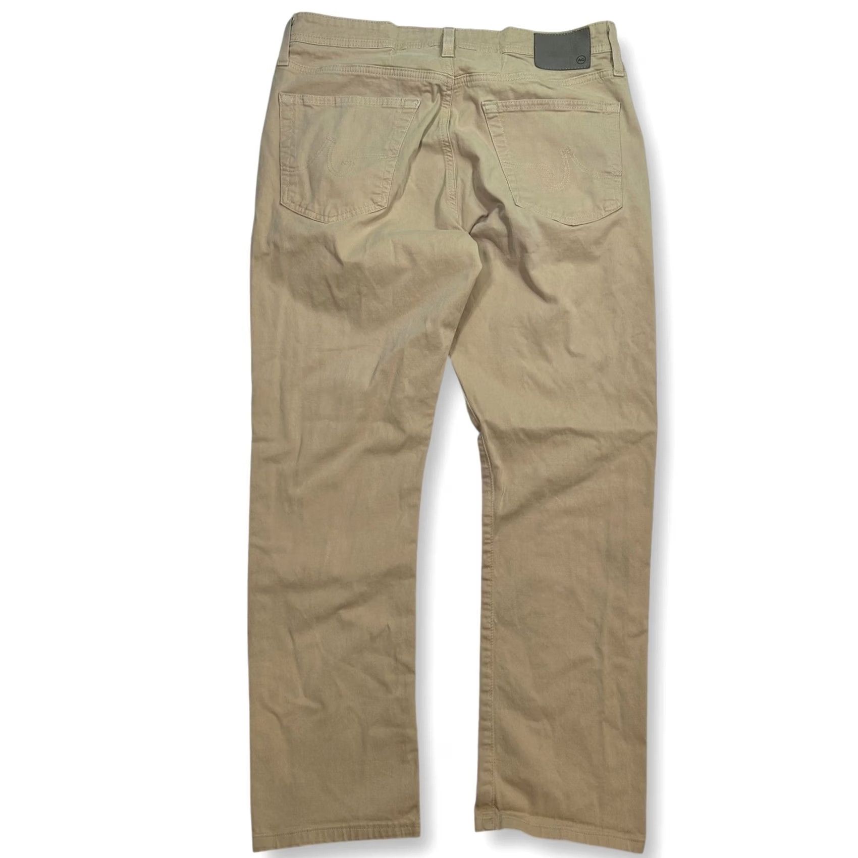 Vintage AG Adriano Goldschmied Everett Slim Straight Chino Pants Khaki Mens 33x34 Size US 33 - 2 Thumbnail