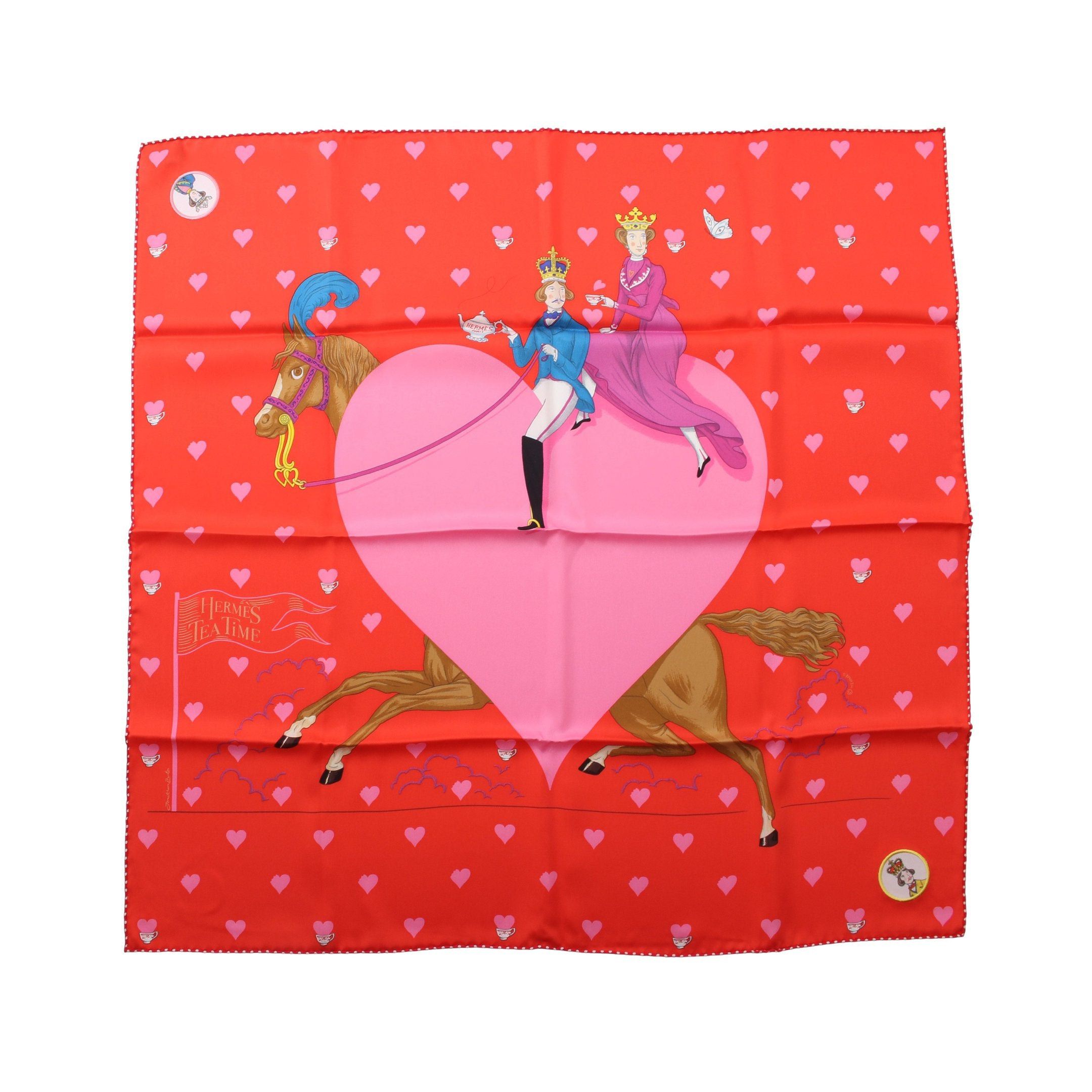 Hermes Hermes Carres 70 Tea Time Medaillons Scarf Silk Orange Red Multicolor Size ONE SIZE - 1 Thumbnail