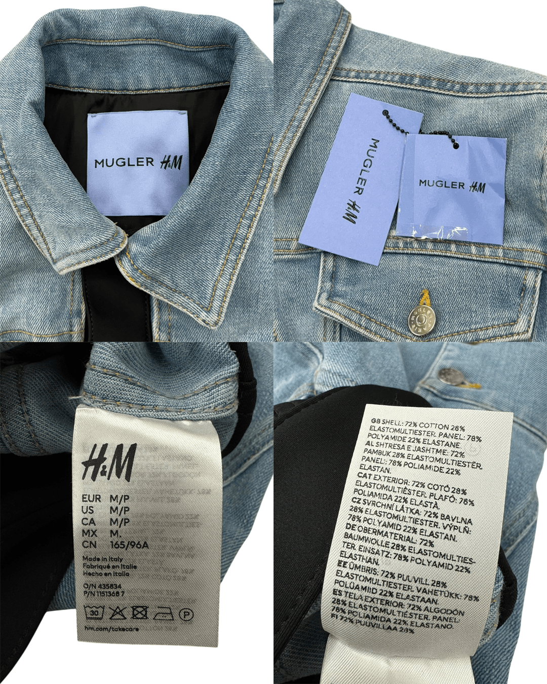 H&M × Mugler Mugler x H&M SS23 Defined-Waist Denim Crop Jacket Size M / US 6-8 / IT 42-44 - 10 Thumbnail