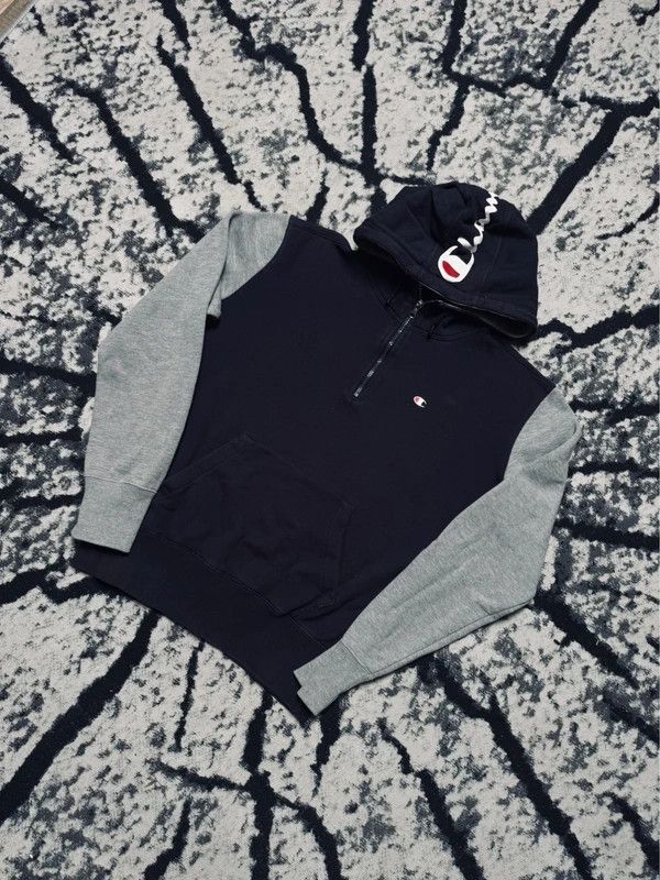 Champion Champion navy blue gray halfzip hoodie M Size US M / EU 48-50 / 2 - 2 Thumbnail