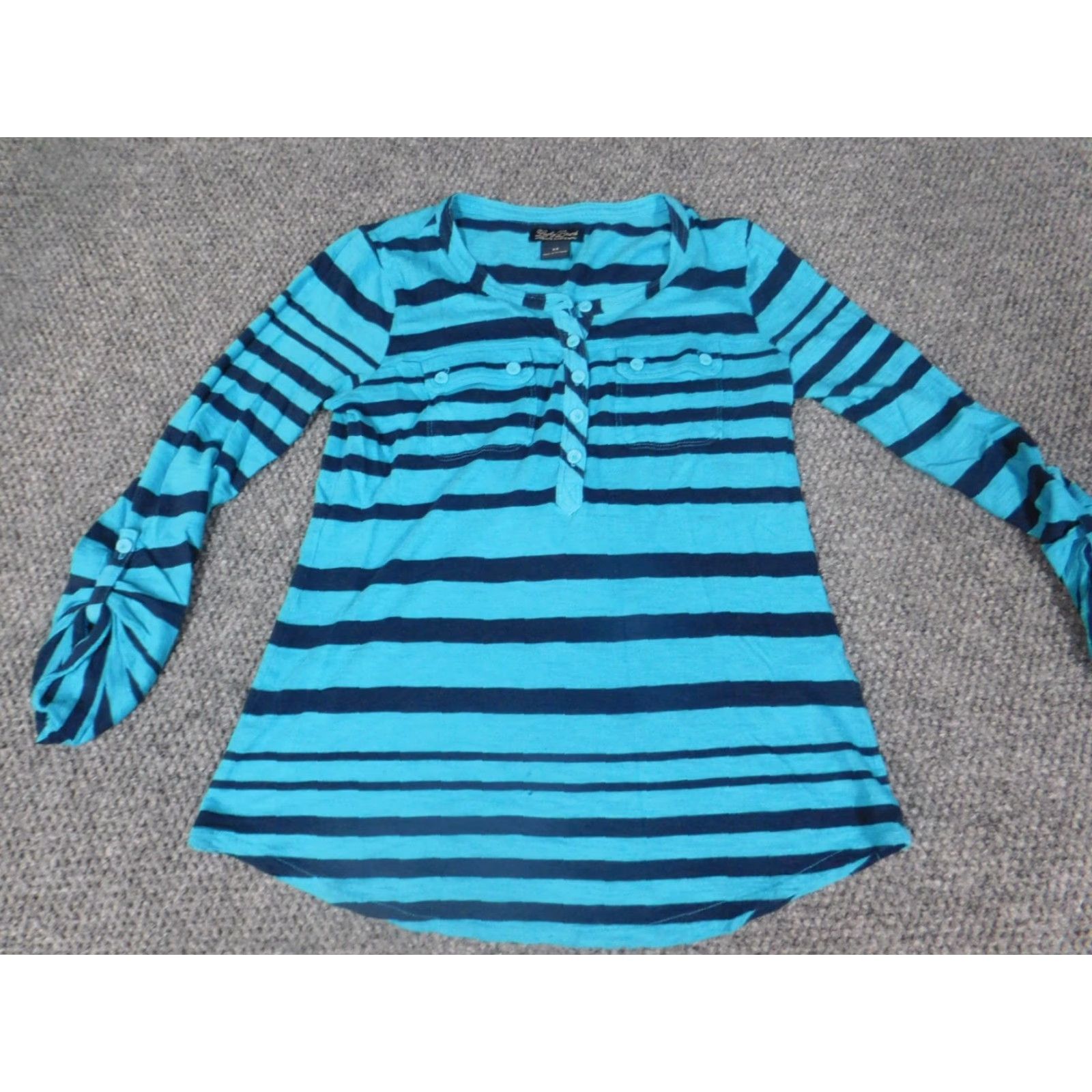 Lucky Brand Lucky Brand top Blouse XS Women Regular Blue Stripe Crew Neck Long Sleeve Pullover Casual Cotton Modal Down Basic Classic Stretch Size XS / US 0-2 / IT 36-38 - 2 Thumbnail