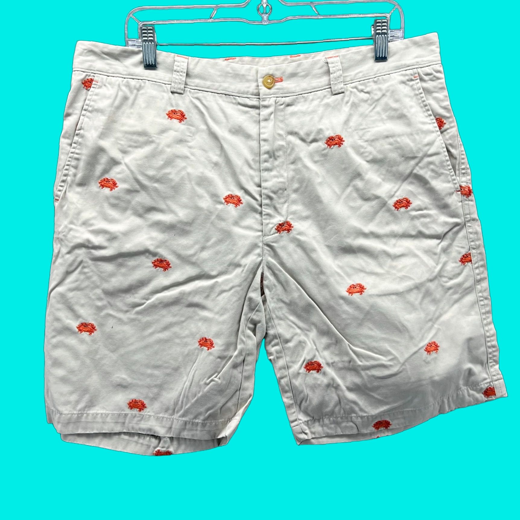 J.McLaughlin J.McLaughlin Shorts Men 36 Beige Embroidered Cotton Chino Preppy Tan Chino Shortes Short Mens Beige 36 Embroidered Crab Size US 36 / EU 52 - 1 Thumbnail
