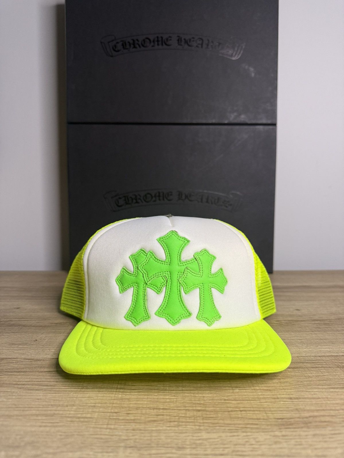 Chrome Hearts Chrome Hearts Green Triple Cross Trucker Hat Size ONE SIZE - 1 Thumbnail