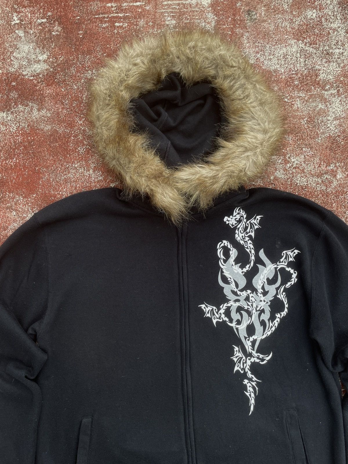 Japanese Brand 2000s Japanese arcive Fur Hoodie Karma Black Triball Gothic Size US L / EU 52-54 / 3 - 6 Thumbnail