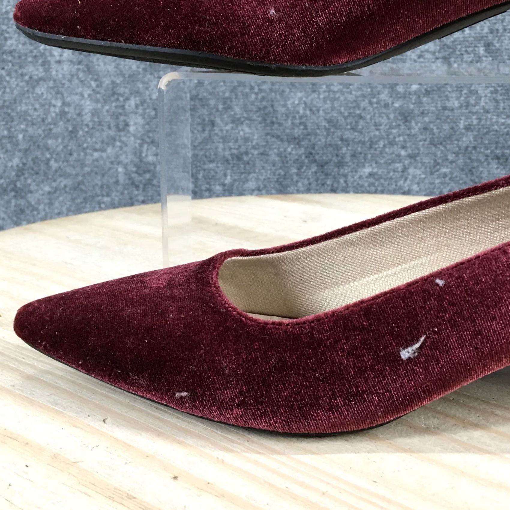 Vintage Life Stride Heels Pumps Minx Red Slip On Womens 8 M Classic Pointed Comfort Block Heel Size US 8 / IT 38 - 3 Thumbnail